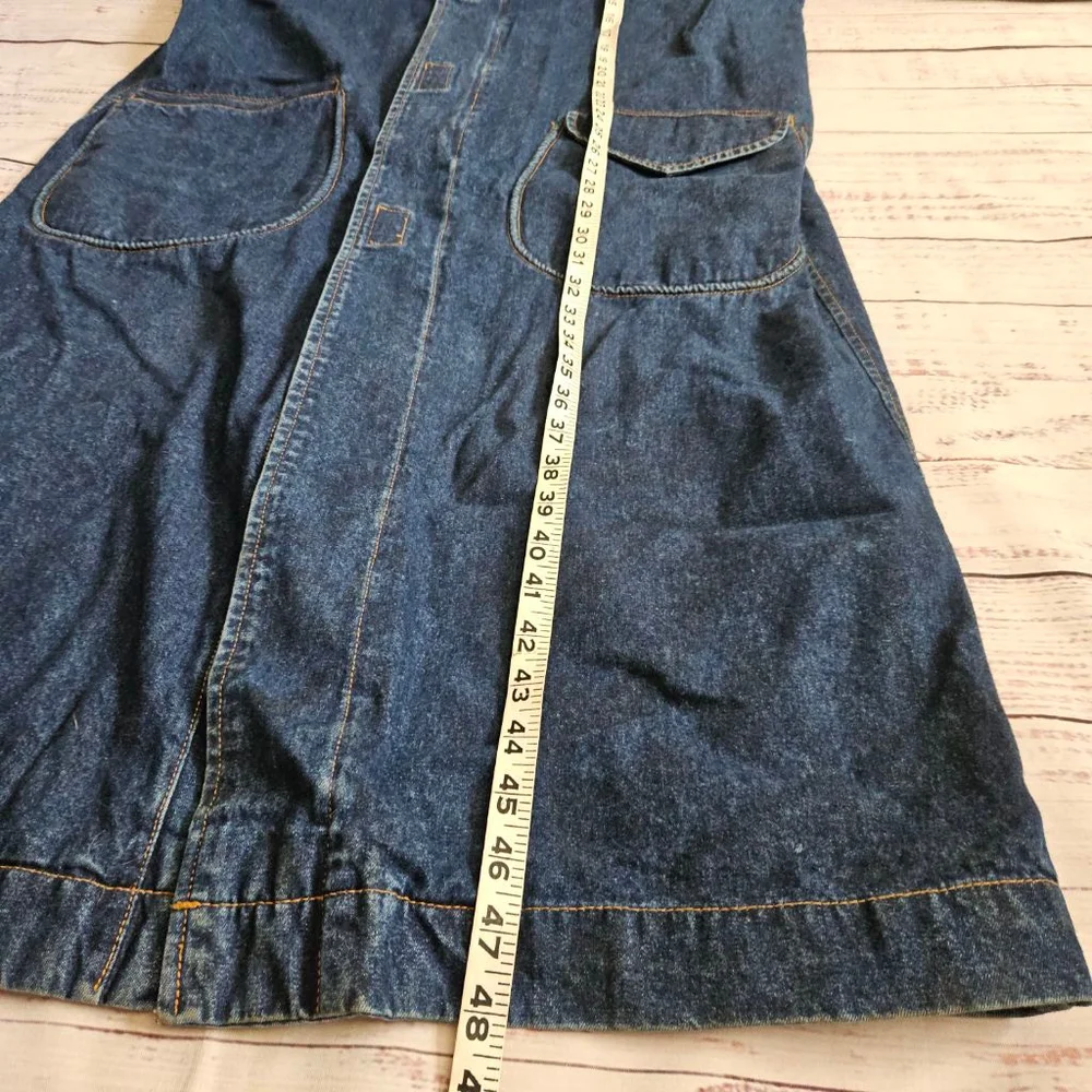Vintage Ventilo Denim Longline Chore Jacket Corduroy Collar Trench Coat - Picture 3 of 5